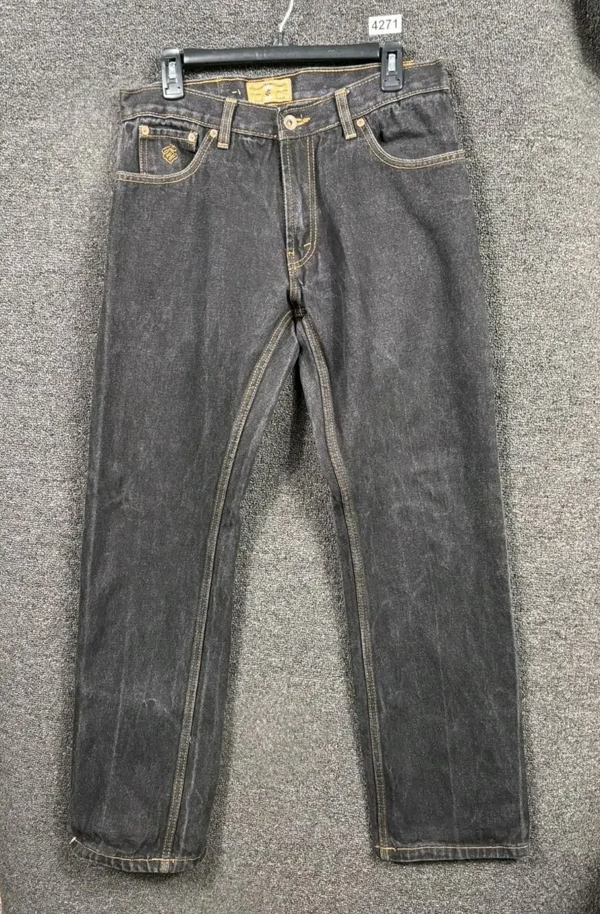 VTG RocaWear Authentic Denim Jeans Mens Size W34xL34 Dark Wash Blue Baggy J-9914